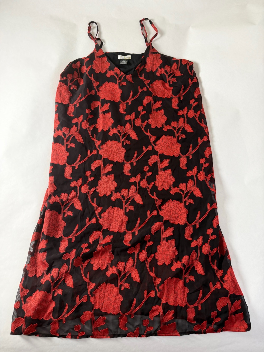 Red Floral Embroidered Dress